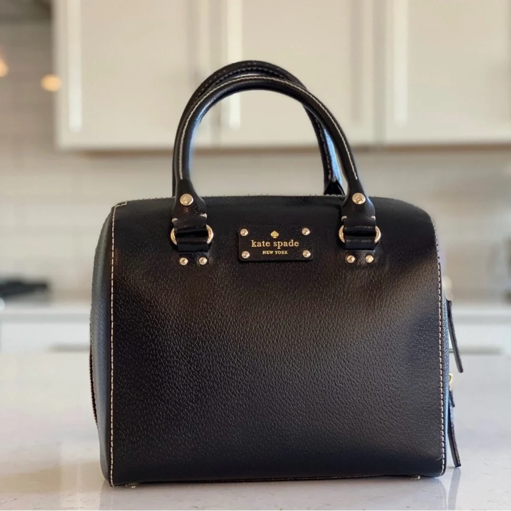 Kate Spade Black Leather Satchel Crossbody Bag